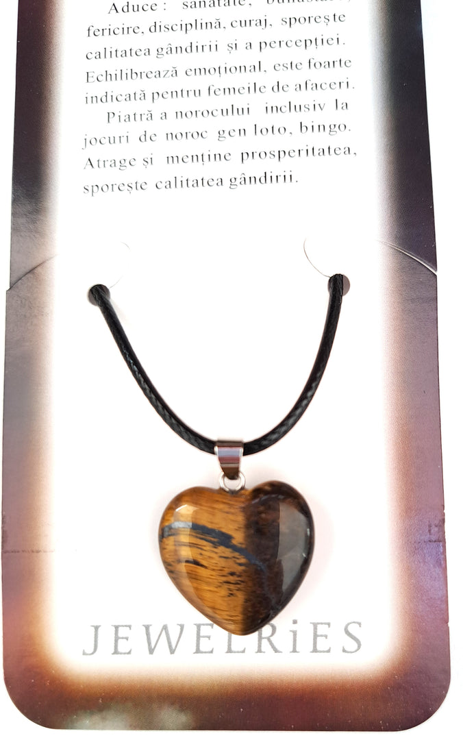Set pandantiv piatra Ochi de tigru cu felicitare personalizata, talisman pentru indeplinirea dorintelor