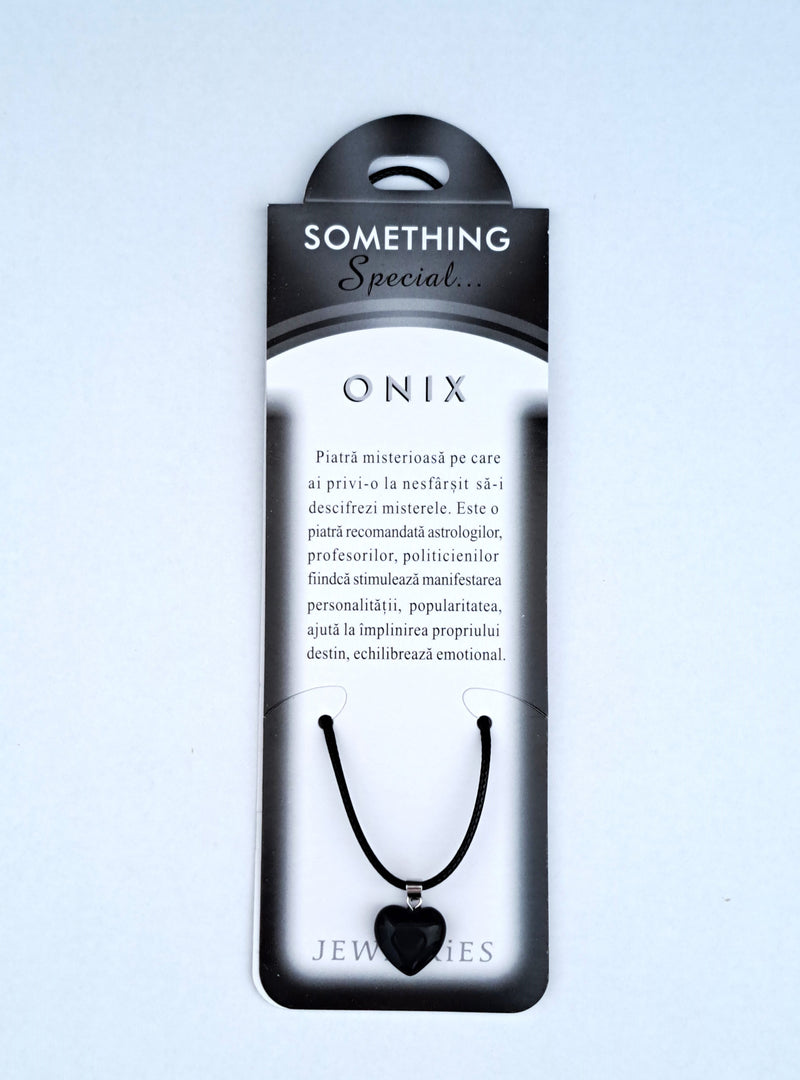 Set Pandantiv inimioara din Onix cu felicitare personalizata, amuleta pentru forta interioara