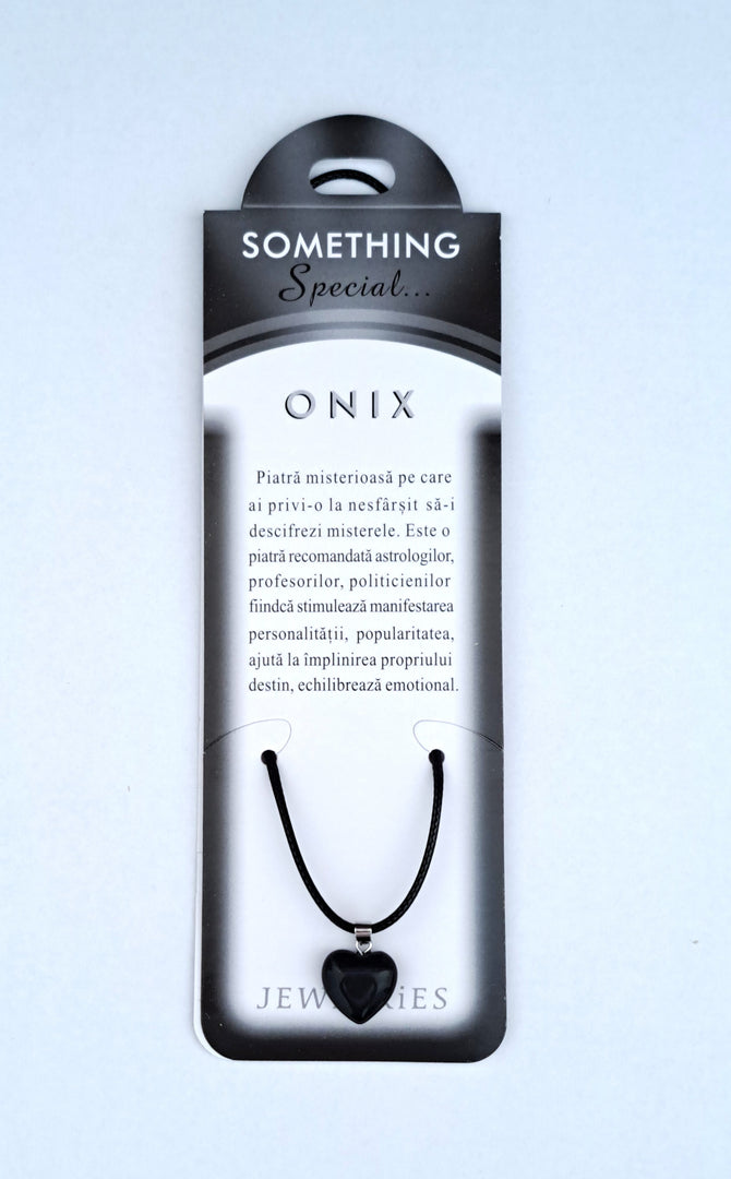 Set Pandantiv inimioara din Onix cu felicitare personalizata, amuleta pentru forta interioara