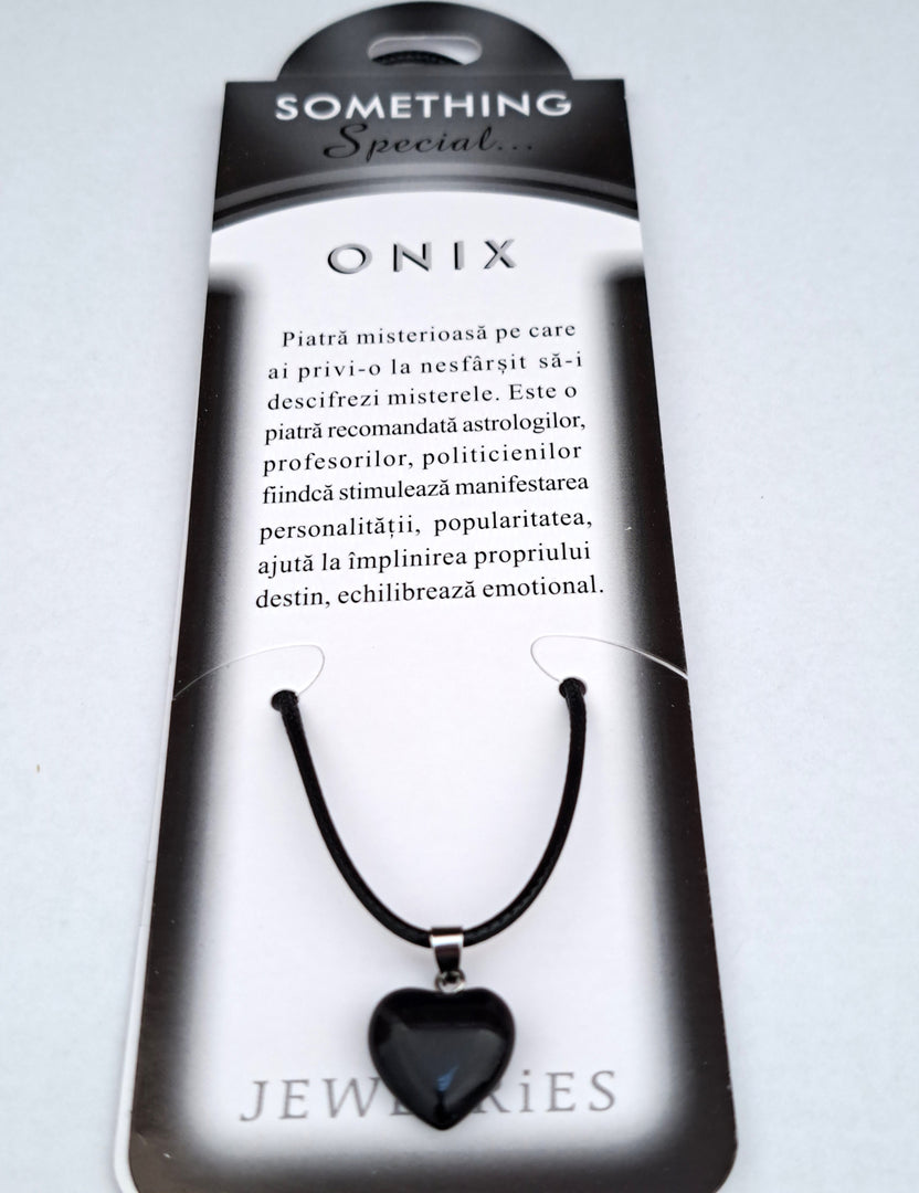 Set Pandantiv inimioara din Onix cu felicitare personalizata, amuleta pentru forta interioara
