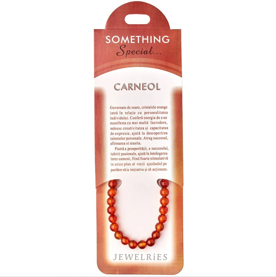 Set bratara Carneol cu felicitare personalizata, piatra energiei 6 mm