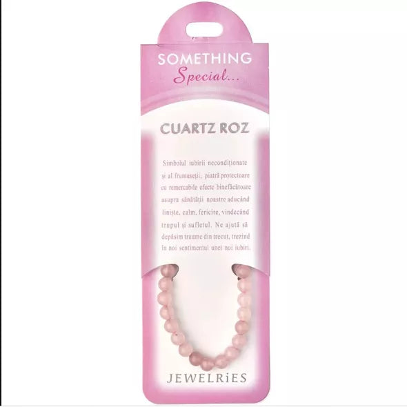 Set Bratara Cuart roz cu felicitare personalizata