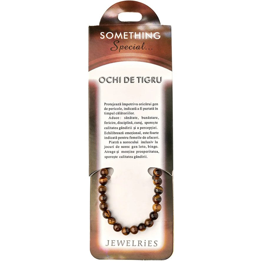 Set bratara piatra Ochi de tigru cu felicitare personalizata, talisman pentru indeplinirea dorintelor