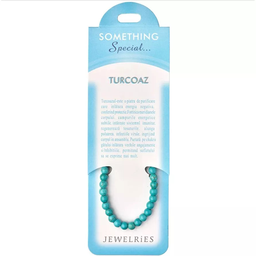 Set bratara Turcoaz cu felicitare personalizata, piatra de protectie si fericire