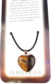 Set pandantiv piatra Ochi de tigru cu felicitare personalizata, talisman pentru indeplinirea dorintelor