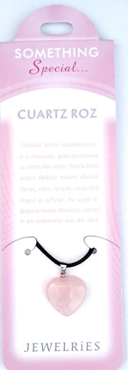 Set Pandantiv inimioara Cuart roz cu felicitare personalizata