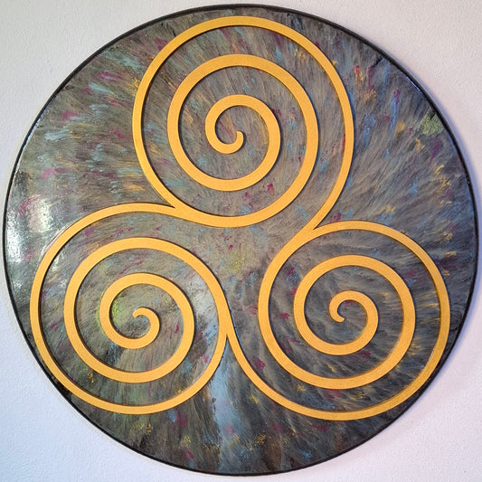 Tablou cu Shungit și Plasmă, PlasmaThor – Triskelion, 58 cm  Multicolor