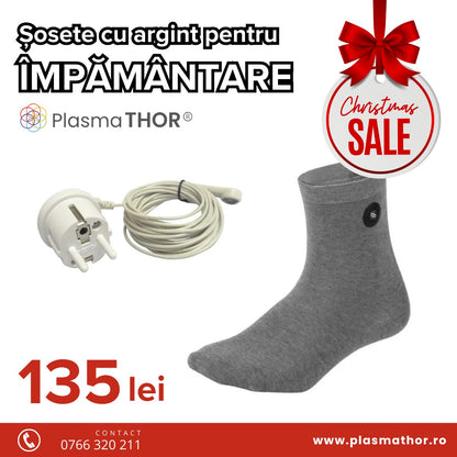 Sosete cu argint pentru impamantare, antimicrobiene, PlasmaTHOR Silver IN